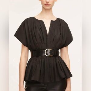 REBECCA TAYLOR EUC Sz XL Smocked Front Blouse, Black, 100% Cotton